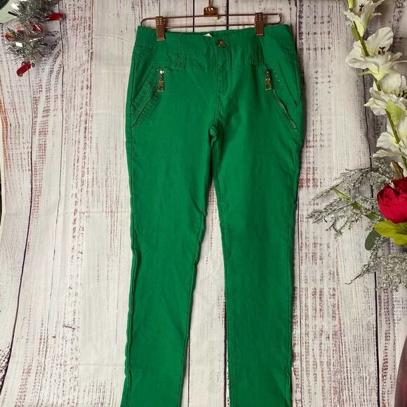 SJ Green Zipper Pants Sz 37 - Picture 1 of 9